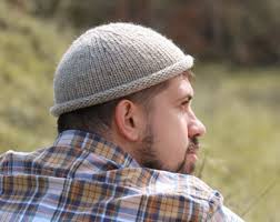 Winter Wool Beanie Tangerine Handknit Hat Merino Men Toque Short Trawler  Beanie Hand Knit Fisherman Hat Rolled Brim Scull Cap Alpaca Crochet