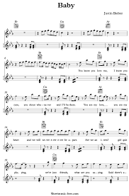 Baby Sheet Music Justin Bieber Sheetmusic Free Com