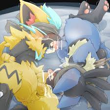 AGNPH - Gallery - 282545 - anthro balls blindfold bondage gay lucario male  mythical_pokemon oral penis sex tabezakari zeraora