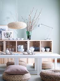 This Japanese Style Table With The Banana Leaf Ottomans Really Have A Japanese Feel To It Interior House Interior Japanese Interior