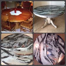Back Painted Glass Diy Marbling Chalk Paint My First Attempt With Chalk Paint And An Old Oak Round Dining Back Painted Glass Back Painting Chalk Paint