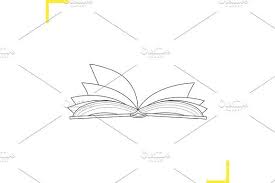 Open Book Linear Illustration Open Book Drawing Open Book Outline Drawings