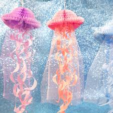 A spectacular party table always begins with the backdrop, and this one certainly is spectacular. 1pc Diy Jellyfish Under The Sea Theme Party Decorations Hanging Honeycomb Balls Kids Birthday Baby Shower Summer Party Supplies Party Diy Decorations Aliexpress