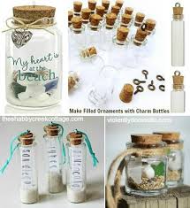 Diy Beach Memory Ornaments With Mini Jar Bottles Beach Diy Mini Jars Beach Crafts