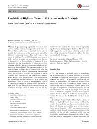 V high levels of completed secondary education (top 3 in possible collapse of indigenous village culture. Pdf Landslide Of Highland Towers 1993 A Case Study Of Malaysia