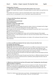 Cbse9 English Beehive 1 Poem Part 1 The Road Not Taken Solutions Bee Hive