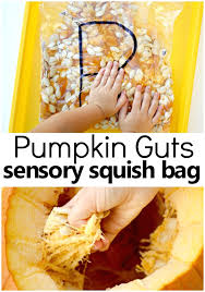 Kids can learn to play without making a giant mess, inside. P Is For Pumpkin Pumpkin Sensory Squish Bag Fantastic Fun Learning