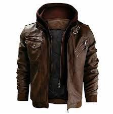 Men Antique Brown Hooded Leather Jacket Brown Biker Slim Fit Leather Jacket In 2021 Leather Jacket Men Casual Leather Jacket Leather Jacket With Hood