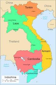 Image result for The five French protectorates of Indo-China, shown on a 1940 map above: