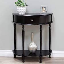 Half round console table beautifully compliment other pieces of furniture and flowers, and when fitted with lights, they bring sophistication to rooms. Half Moon Shape Hall Entryway Table Small Semi Round Console Table With Drawer And Bottom Shelf Narrow End Table Buy Online In Bahamas At Bahamas Desertcart Com Productid 137424529