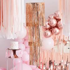 Rose gold birthday decorations for women girls rose gold happy birthday banner, rose gold confetti balloons tissue garland birthday party Rose Gold Party Decorations Supplies Party Pieces