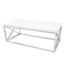 Kandinsky 50x50 square brown solid wood table and base coffee table. Contemporary Glossy White Chrome Coffee Table All Out Event Rental