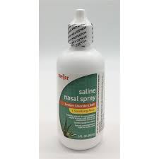Most saline nasal sprays contain sterilized water, salt (sodium chloride), and sometimes preservatives to give them a longer shelf life. Meijer Saline Nasal Spray Plus Soothing Aloe 3 Oz Nasal Congestion Meijer Grocery Pharmacy Home More
