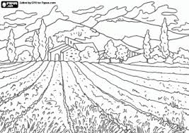 Agricultural Landscape With The Field And The Farm House Coloring Page Colorful Landscape Coloring Pages Nature Coloring Pages
