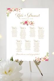 Wedding Seating Chart Large Poster Romantic Blooms