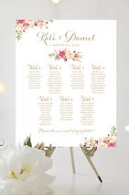 wedding seating chart large poster romantic blooms