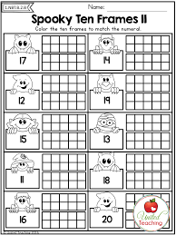 Counting To 20 With Ten Frames Fun Spooky Theme For Halloween Halloween Math Worksheets Kids Math Worksheets Kindergarten Math Counting