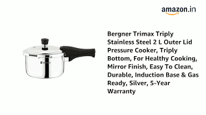 Buy Bergner Trimax Triply Stainless Steel 2 L Outer Lid Pressure Cooker,  Triply Bottom, For Healthy Cooking, Mirror Finish, Easy To Clean, Durable,  Induction Base & Gas Ready, Silver, 5-Year Warranty Online