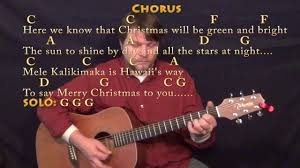 mele kalikimaka christmas guitar lesson chord chart in c with chords lyrics