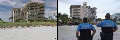 Onlookers observe the aftermath of a collapsed surfside resident sent me this photo of what the building looked like before the collapse. Guoghm5ukorycm