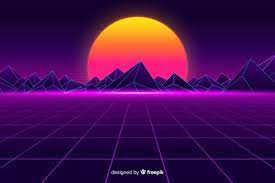 Download Retro Futuristic Landscape Background With Sun For Free Vaporwave Wallpaper Retro Background Retro Wallpaper