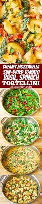 Creamy Tortellini Smothered In A Delicious Mozzarella Cheese Sauce With Sun Dried Tomatoes Basil Spinach Easy Com Spinach Tortellini Sun Dried Tomato Food
