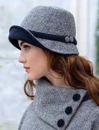 Ladies Tweed Clodagh Hat Grey Herringbone Hat Fashion Tweed Fashion
