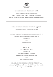 In tabelul de mai jos, regasiti situatia catorva. Pdf Social Economy In Romania Preliminary Approach