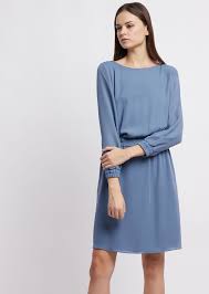 Abito in georgette tinta unita. Vestito In Doppia Georgette Di Seta Donna Emporio Armani