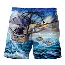 2019 Summer Mens Casual Fish Shorts Big Jump Blue Marlin With Mahi 3d Printed Elastic Short Trousers From Odalis 32 49 Dhgate Com