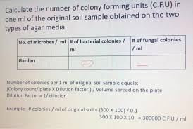 How many bacteria are in a cfu? Results Quantitative Isolation Of Soil Chegg Com