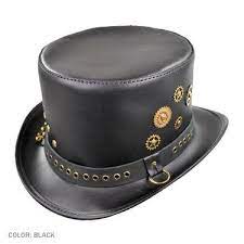 Head N Home Astro Leather Top Hat Black Steam Punk Anyone Leather Top Hat Black Leather Hat Leather Hats