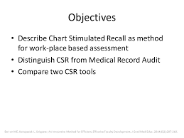 Chart Stimulated Recall A Method For Workplace Based