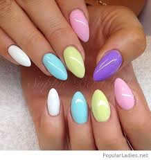 I absolutely love this color combination! Colorful Summer Gel Nails Idea
