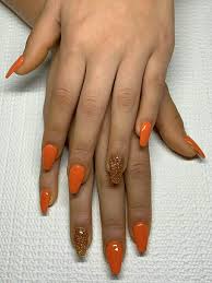 Well, from what i can gather, this trend isn't going anywhere. The Best Nail Trends For Cute Fall Manicure Stylish Belles Simple Fall Nails Orange Acrylic Nails Orange Nails