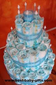 I chose blue and white as my colors and picked out some cute trucks that had a baby look to them. Diaper Cake Directions Make A Plain Easy Diaper Cake