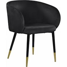 Modish Curved Back Black Velvet Black Legs Dining Accent Chair In 2020 Upholstered Arm Chair Velvet Dining Chairs Velvet Furniture