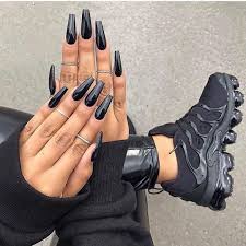 Acrylic Summer Long Black Coffin Nails 30 Of The Hottest Nail Trends You Have To Try This Summer In 2020 Long Black Nails Black Acrylic Nails Black Nails