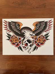 Every tattoo or 'flash' is a personal statement but there are certain common meanings. Traditional Eagle Tattoo Print Traditional Eagle Tattoo Old School Tattoo Designs Traditional Eagle
