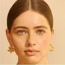 Amber Sceats 24K Gold Plated Reese Sculptural Nugget Style Earrings NWT