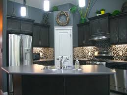 black wooden cabinets gray wall color