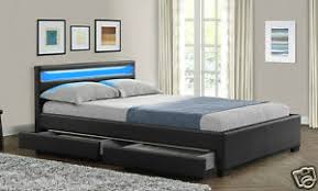 A king size bed with storage is usually 72 inches(1.8 m) wide and 72 to 78 inches (1.83m to 1.98m) long. Double King Size Bed Frame With 4 Drawers Storage Led Headboard Black Mattress Ebay