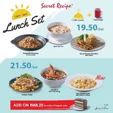 Secret recipe has established its brand name in malaysia, singapore, philippines, indonesia, thailand, brunei and. Secret Recipe Lunch Set From Rm19 50 Secret Recipe Recipes Food Menu