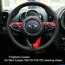 9 Options Super Inner Accessories For Mini Cooper F54 F55 F56 F60 Union Jack Carbon Fiber Interior Steering Wheel Center Cover In Automotive Interior Stickers