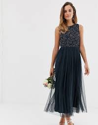 Maya Bridesmaid Sleeveless Midaxi Tulle Dress With Tonal Delicate Sequin Overl Bridesmaid Sleeveless Short Lace Bridesmaid Dresses Embellished Bridesmaid Dress