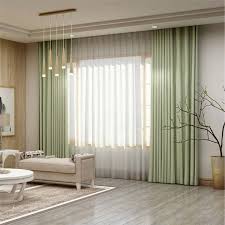 Solid Light Green Curtain Modern Silk Imitation Curtain Living Room Bedroom Blackout Fabric One Panel Green Curtains Living Room Light Green Curtains Light Green Rooms