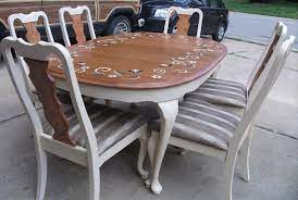Hand painted dining room tables, buffets and hutches. Bess Dining Table With Six Chairs Painted A Cream Color With Wood Backs And Tabletop Hand Painted Flo Painted Dining Table Dining Table Chairs Dining Table