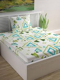 Black And White Bed Sheets Online India Antigua Sand And Greenery Geometric 100 Cotton Single Bedsheet With 1 Pillow Cover Divine Casa Bedding Bed Luxury Bed Sheets Bed Sheets Bed Linens Luxury