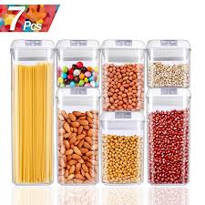 Plastic cereal container food storage containers. Airtight Food Storage Containers With Lids Canister Set For The Kitchen Bpa Free Clear Plastic Cereal Storage Containers Best Extra Capacity Dry Food Storage Containers 7 Piece Set Buy