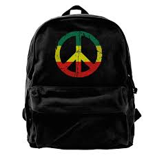 Rasta Peace and Love Boys and Girls Large Vintage Canvas Backpack School  Laptop Bag Turistický cestovní batoh | Wish